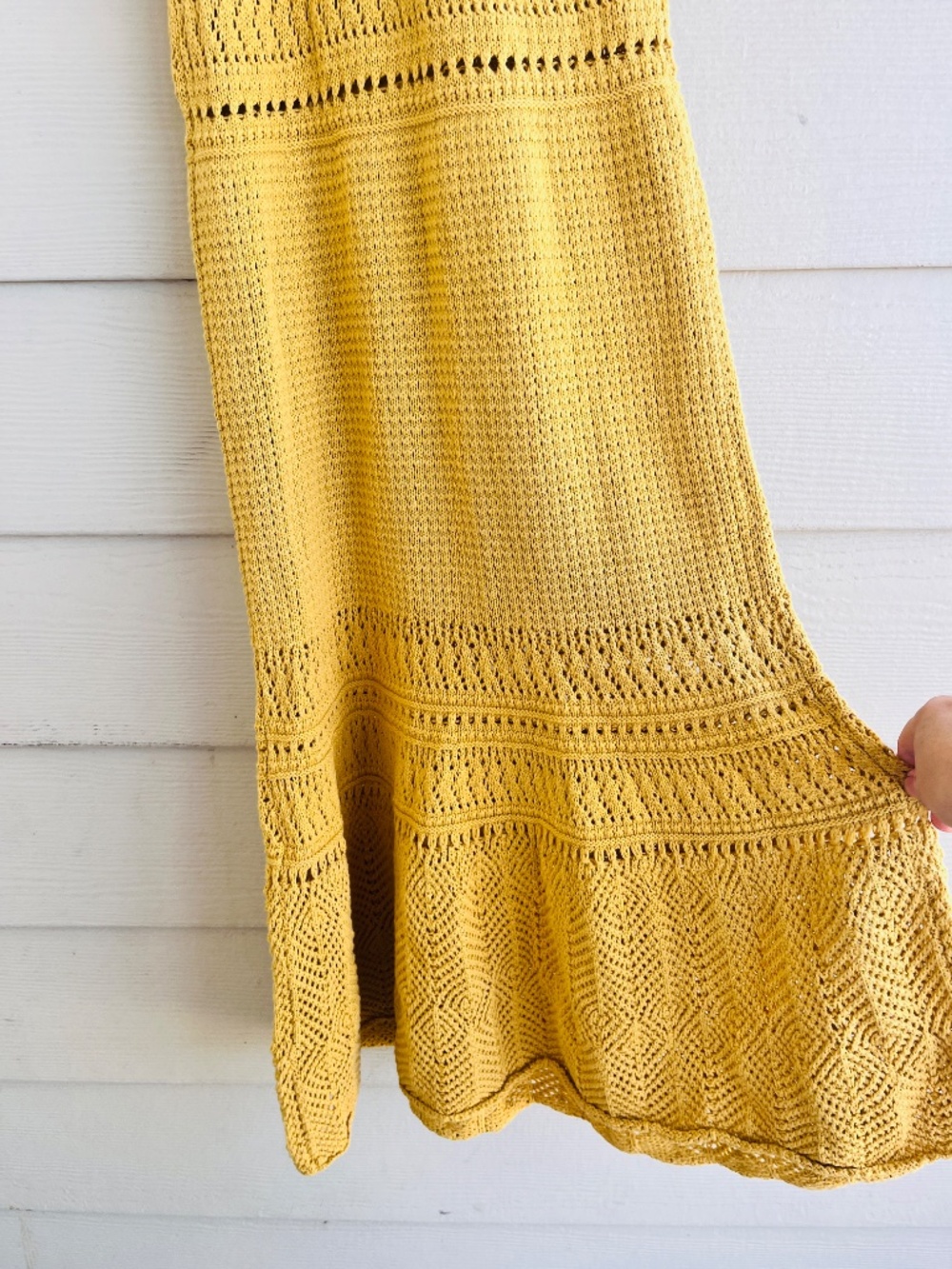 Vanessa Bruno 🧶 Thara Crochet Midi Dress | Yellow Boho Resortwear Size S - Picture 16 of 16